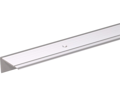 Treppenprofil Alu silber eloxiert 45x23x2,7 mm, 2 m Aluminium Treppenkantenprofil mit Schraublöchern
