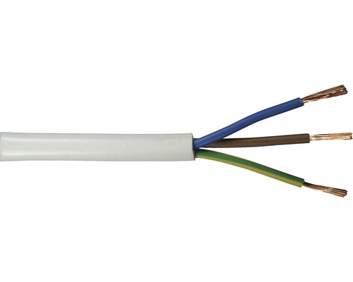 Schlauchleitung H03 VV-F 3G0,75 mm² 5 m weiß Elektrokabel mit drei Adern
