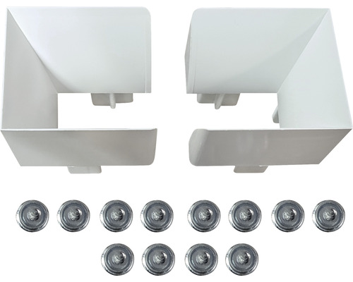 Einlauftrichter weiß für Rollladenführungsschiene (Pack=2 Stück) inkl. Schraubnippel Zwei weiße Fensterbankhalterungen mit Schrauben