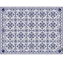Badezimmerteppich mit blau-weißem Fliesenmuster