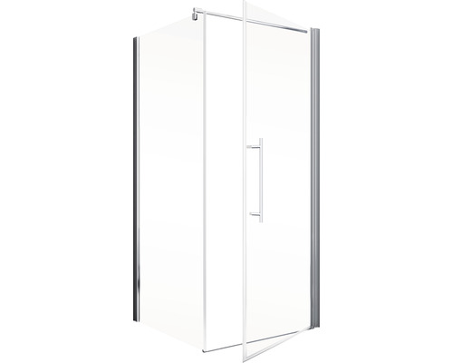 Eckdusche mit Glas und Tür