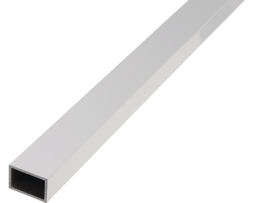 Rechteckrohr Alu silber eloxiert 50x20x2 mm, 1 m Rechteckiges Aluminiumprofil