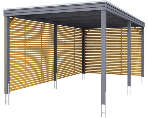 Holzcarport mit Lamellenwand