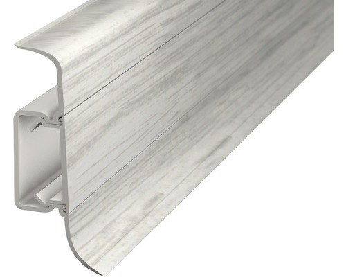 Prinz Klemmsockelleiste PVC esche weiss 22.5x50x2500 mm Kunststoff-Fußleiste mit Holzdekor