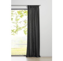 Blick auf einen schwarzen Vorhang vor einem Fenster