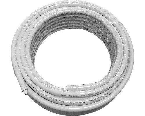 Verbundrohr +GF+ I-Fit Ø 16 mm Wandstärke 2 mm gedämmt 25 m Weiße Heizungsrohrrolle aus Kunststoff