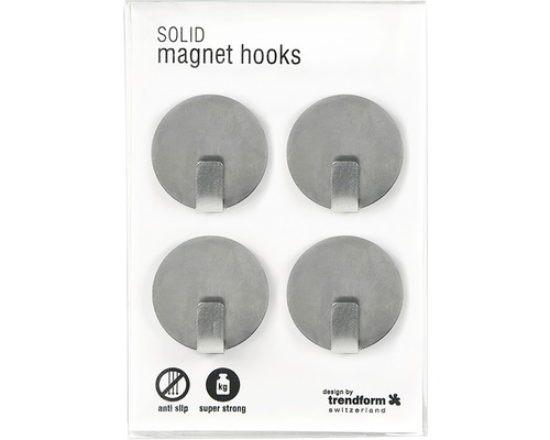 Verpackung mit vier silberfarbenen Magnet Haken