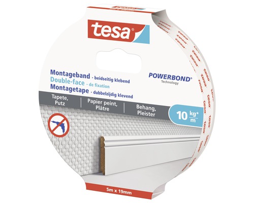 Tesa Montageband doppelseitig klebend, 5 Meter mal 19 Millimeter
