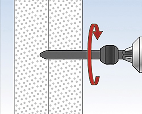 Illustration eines Bohrers beim Bohren in eine Wand
