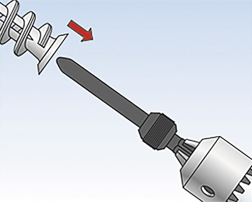 Illustration eines Dübels und eines Schraubendrehers