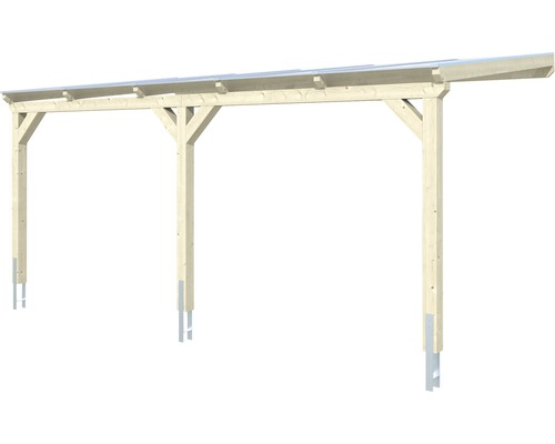 Holzcarport mit Pfosten und Dach