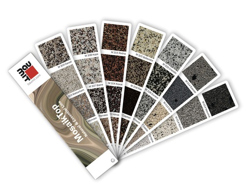 Baumit MosaikTop Farbfächer mit verschiedenen Natursteinputz Musterfarben