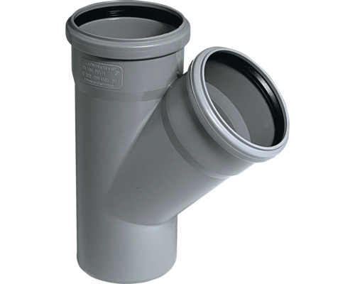 HT-EA Abzweig 45° DN 160/160 mm Graues Abwasserrohr Y-Stück
