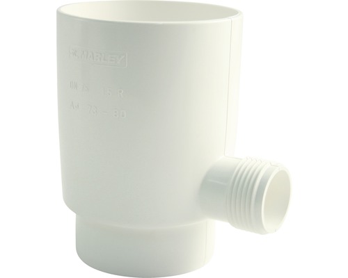 Marley Regensammler mit Anschluss 1“ Aussengewinde Verkehrsweiß RAL 9016 NW 105 mm Marley Fallrohrreinigungsrohr DN 75 aus Kunststoff
