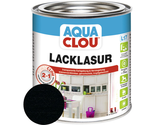 Clou Lack-Lasur Combi Aqua L17 schwarz 375 ml
