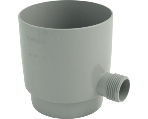 Marley Regensammler mit Anschluss 1“ Aussengewinde Fenstergrau RAL 7040 NW 75 mm Graues Regenwasser Fallrohr Trichter aus Kunststoff
