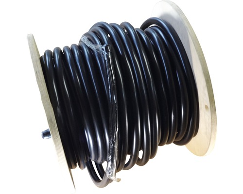 Schwarzes Kabel auf einer Holzspule