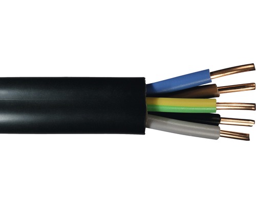 Erdkabel NYY-J 5x4 mm² schwarz Meterware Elektrokabel mit fünf Adern