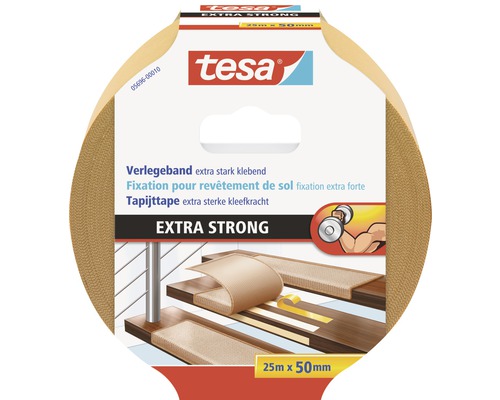 tesa doppelseitiges Verlegeband extra stark klebend 25m x 50mm Tesa Verlegeband extra stark klebend 25 Meter mal 50 Millimeter