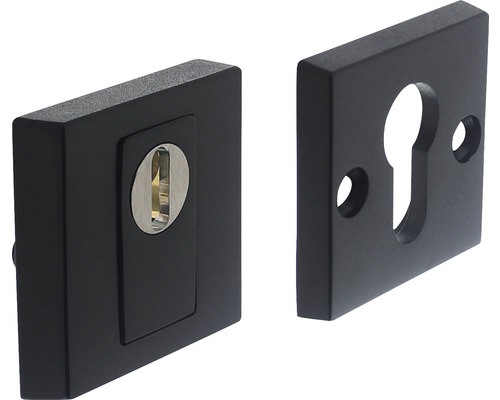 Schutzrosette eckig Edelstahl schwarz einbruchhemmend für PZ HxB 55/55 mm 1 Paar Schlüsselrosette und Schlüsselblech für Innentüren