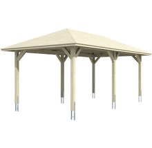 Holzpavillon mit Dach und Stützpfosten