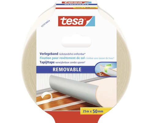 tesa doppelseitiges Verlegeband rückstandslos entfernbar 25 m x 50 mm Tesa Verlegeband, rückstandsfrei entfernbar, 25 Meter mal 50 Millimeter
