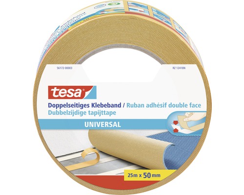 tesa doppelseitiges Klebeband Universal gelb 25m x 50mm Tesa doppelseitiges Klebeband Universal 25 Meter mal 50 Millimeter