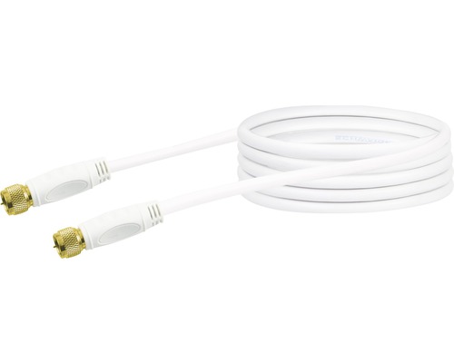 SAT Anschlusskabel (90 db) 2x F-Stecker 3 m weiß Schwaiger KVCHQ30532 Weißes Koaxialkabel mit goldenen Anschlüssen