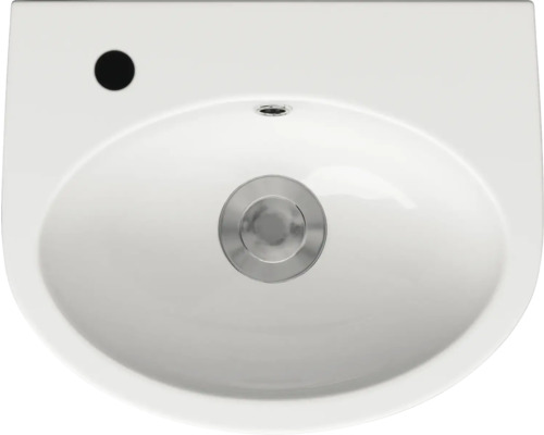 Cersanit Handwaschbecken PARVA links 40 x 32 cm weiß glänzend CCWS1000790936 Keramikwaschtisch von oben mit Hahnloch und Überlauf
