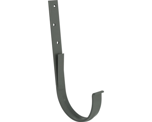 Marley Rinneneisen halbrund verzinkt Fenstergrau RAL 7040 NW 75 mm Dachrinnenhalter aus Metall mit Befestigungslöchern