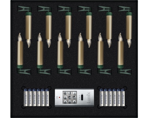 Kabellose Baumkerzen mit Fernbedienung und Batterien in einer Verpackung