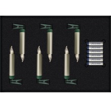 6er-Set kabellose LED Weihnachtsbaumkerzen Erweiterungs-Set Krinner Lumix Superlight Mini cashmer Lichterfarbe warmweiß inkl. Timerfunktion und Batterie