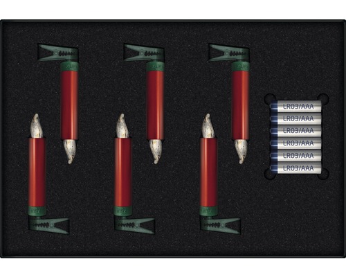 Batteriebetriebene Kerzen mit Halteclips und Batterien