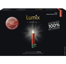 6er-Set kabellose LED Weihnachtsbaumkerzen Erweiterungs-Set Krinner Lumix Superlight Mini Metallic rot Lichterfarbe warmweiß inkl. Timerfunktion und Batterie