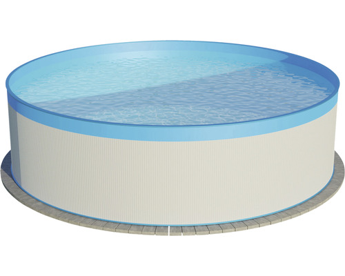 Aufstellpool Stahlwandpool-Set Planet Pool rund Ø 350x120 cm inkl. Sandfilteranlage, Leiter, Einbauskimmer, Filtersand & Anschlussschlauch weiß mit Overlap-Folie blau-0