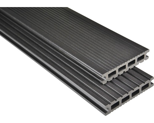 Konsta WPC Terrassendiele Futura Hohlkammerprofil mattiert 26x145 mm (Meterware ab 1000 mm bis max. 6000 mm) dunkelgrau