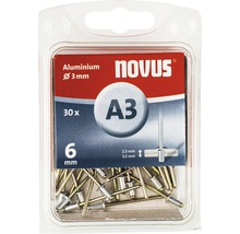 Novus Blindnieten Aluminium 3 mm, 30 Stück, 6 mm