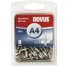 Novus Blindnieten aus Aluminium, Durchmesser 4 Millimeter, 70 Stück