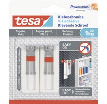 Tesa Klebeschrauben für Tapete und Putz, Tragkraft bis zu 1 Kilogramm, 2 Stück