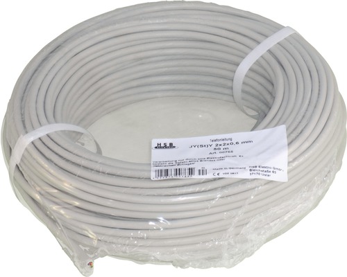 Telefonleitung, zwei mal zwei mal 0,6 Millimeter, 50 Meter Rolle