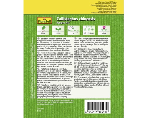 Verpackung Callistephus chinensis Pompon Mix mit Hinweisen zur Anzucht und Pflege