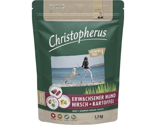 Hundefutter trocken Christopherus Erwachsener Hund Hirsch & Kartoffel 1,5 kg