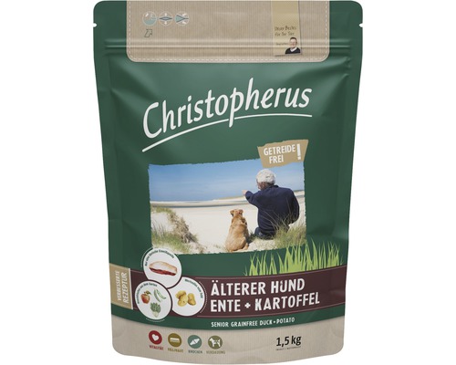 Hundefutter trocken Christ Älterer Hund Ente & Kartoffel 1,5 kg