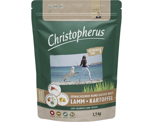 Hundefutter trocken Christopherus Erwachsener Hund Leichte Kost Lamm & Kartoffel 1,5 kg