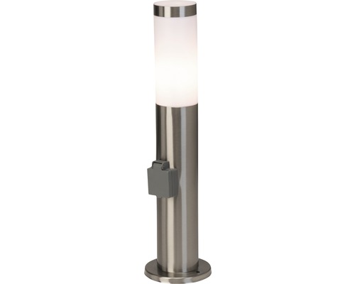 Außensockelleuchte mit Steckdose 1-flammig H 46 cm Chorus edelstahl/satiniert Edelstahllampe für den Außenbereich mit Lichtsensor