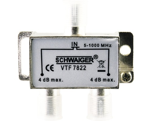 Verteiler 2-fach (4 dB) für Kabel und Antennenanlagen Schwaiger VTF7822531