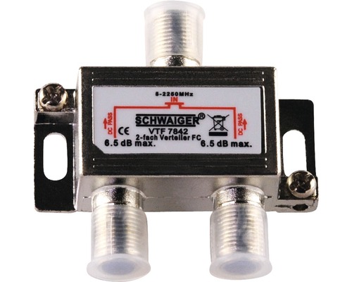 Verteiler 2-fach (6,5 dB) für Kabel, Antennen und Sateliltenanlagen Schwaiger VTF7842531