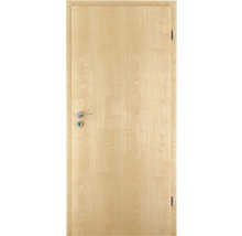 Helle Innentür aus Holz mit Griff und Schloss