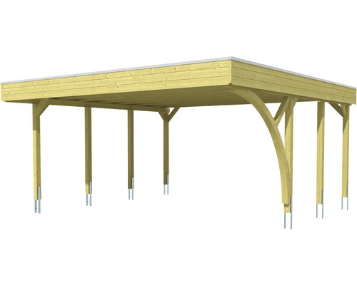 Holzcarport mit Pfosten und Flachdach