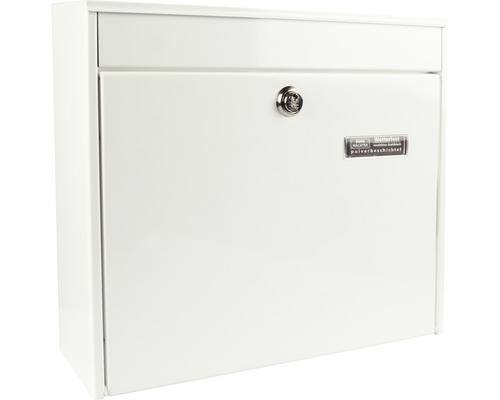 Weißer, wetterfester Briefkasten mit Schloss und Pulverbeschichtung.